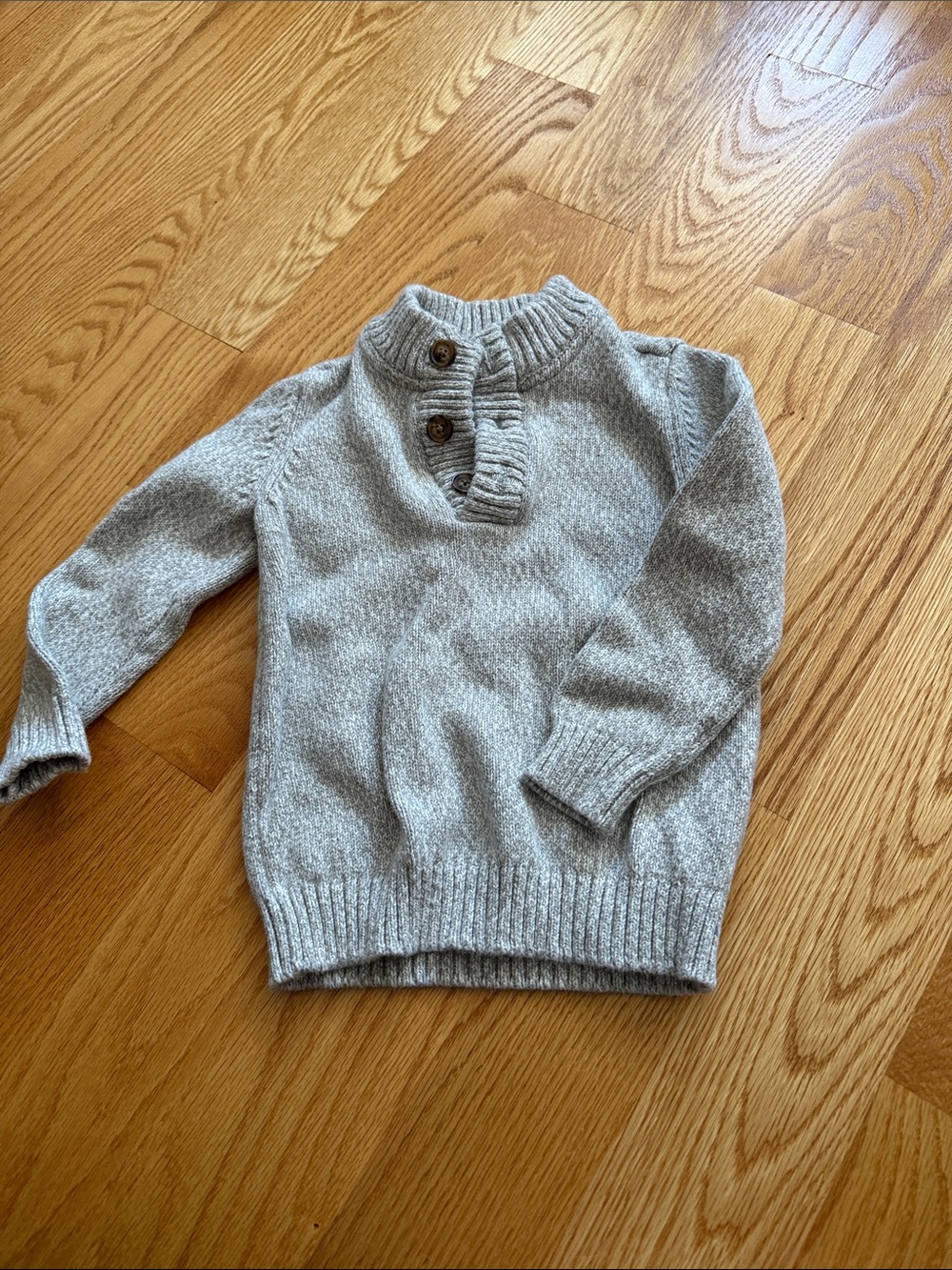 Carter's Light Gray Button-Popover Knit Sweater